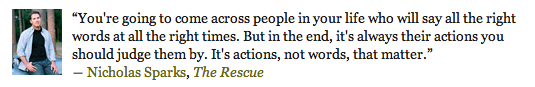 Nicholas Sparks, Rescue, quotes, actions 