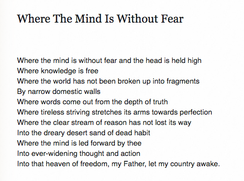 Where the mind is without fear 