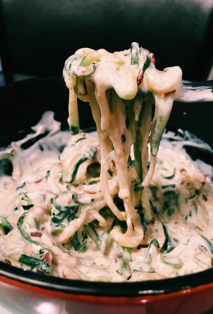 zoodles in creamy yogurt 